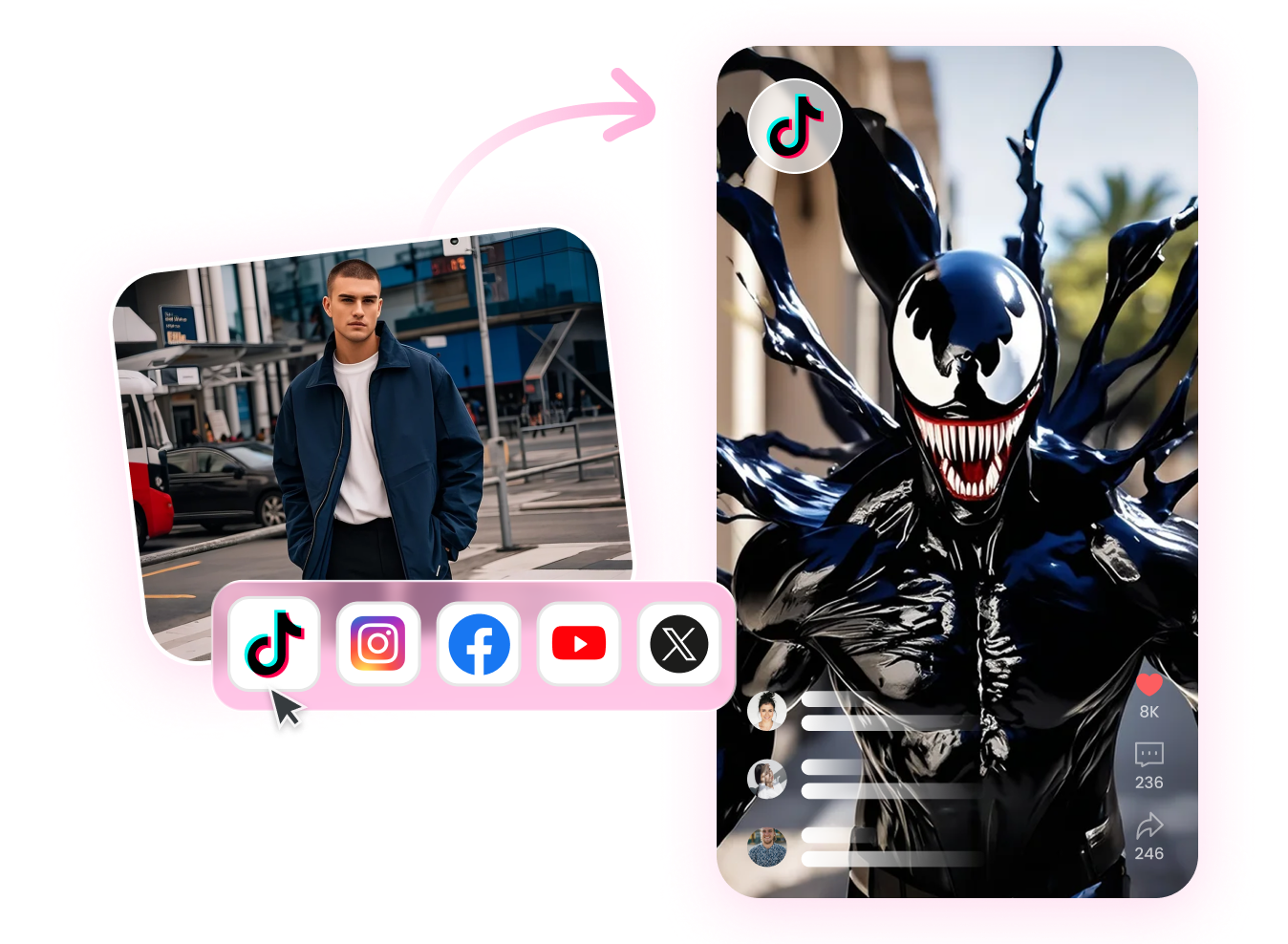 generate ai transformation video for social media impact