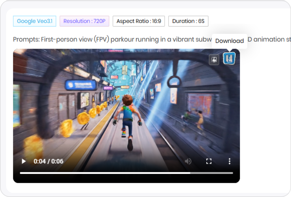 generate and export subway surfers video