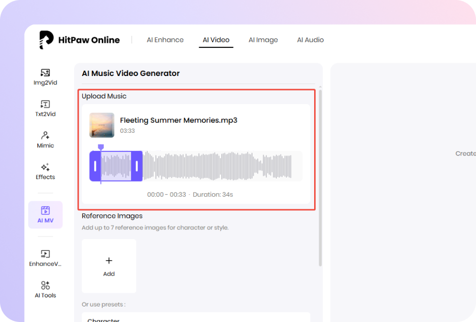 Upload audio clip