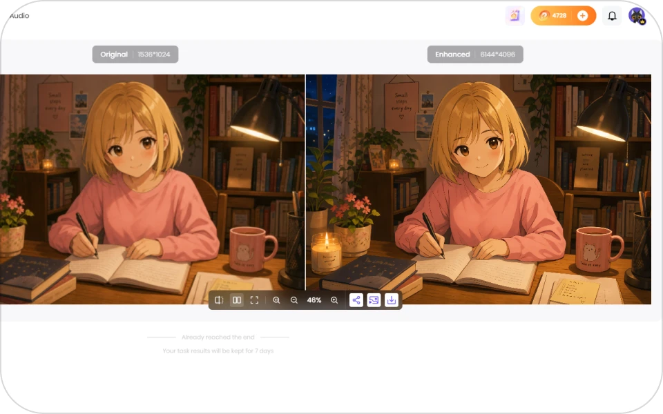 Preview and download high-quality upscaled anime image