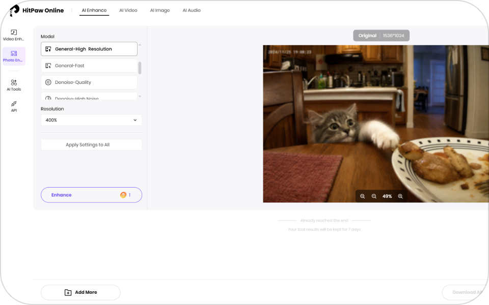 select ai model to upscale images of cctv