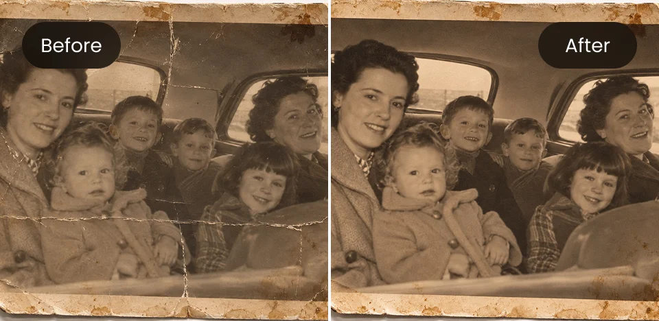 before and after old photo scratch repair