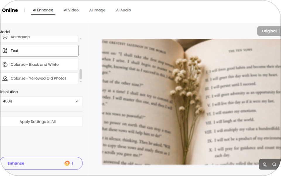 select text model