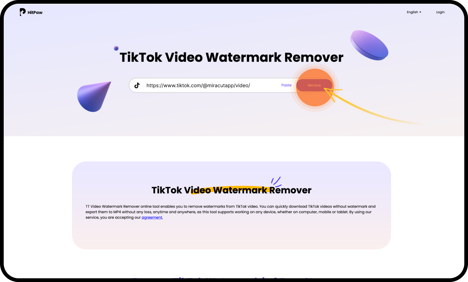 TikTok Watermark Remover giúp bạn loại bỏ dấu mờ nổi tiếng của TikTok một cách đơn giản và nhanh chóng. Chỉ với vài bước, video của bạn sẽ trở nên độc đáo và chuyên nghiệp hơn bao giờ hết khi sử dụng TikTok Watermark Remover. Hãy xem video sau để biết thêm chi tiết đầy thú vị nhé!