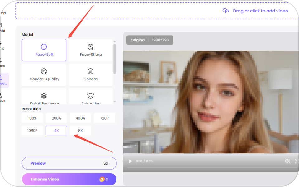 choose video enhancement model