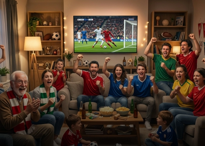 fãs de futebol melhorando vídeo de futebol