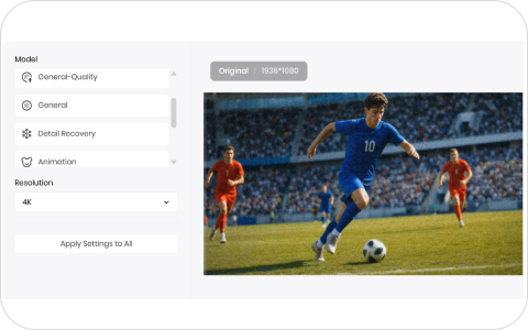 escolher modelo de IA para melhorar vídeo de futebol