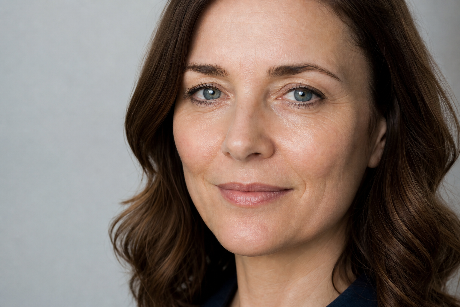 middle aged woman before retouching, wrinkles and spots