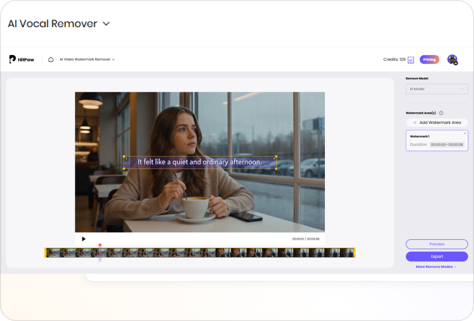 select subtitle area in video frame