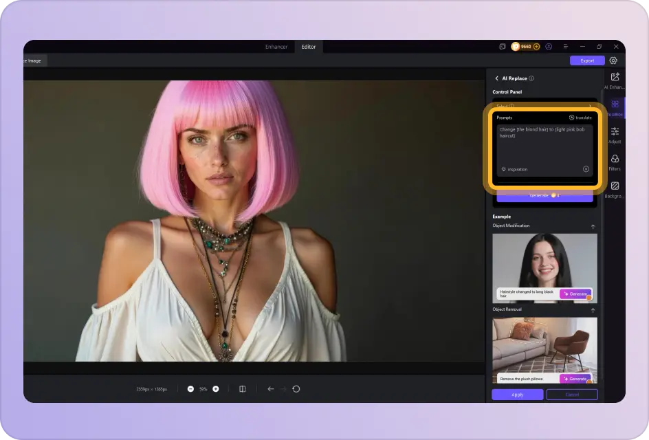 fotorpea ai hairstyle generated export