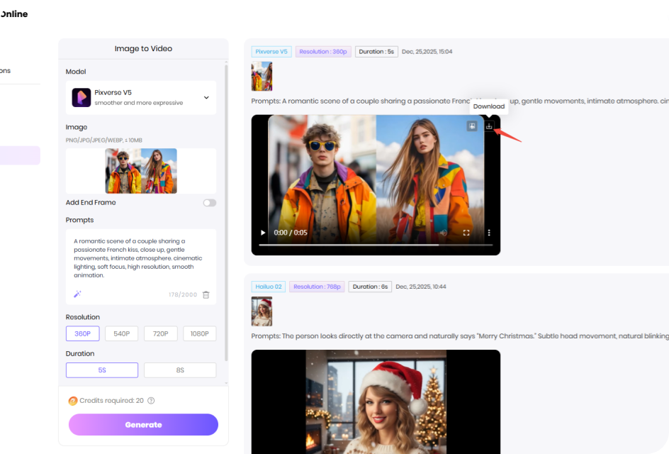 generate and export ai video