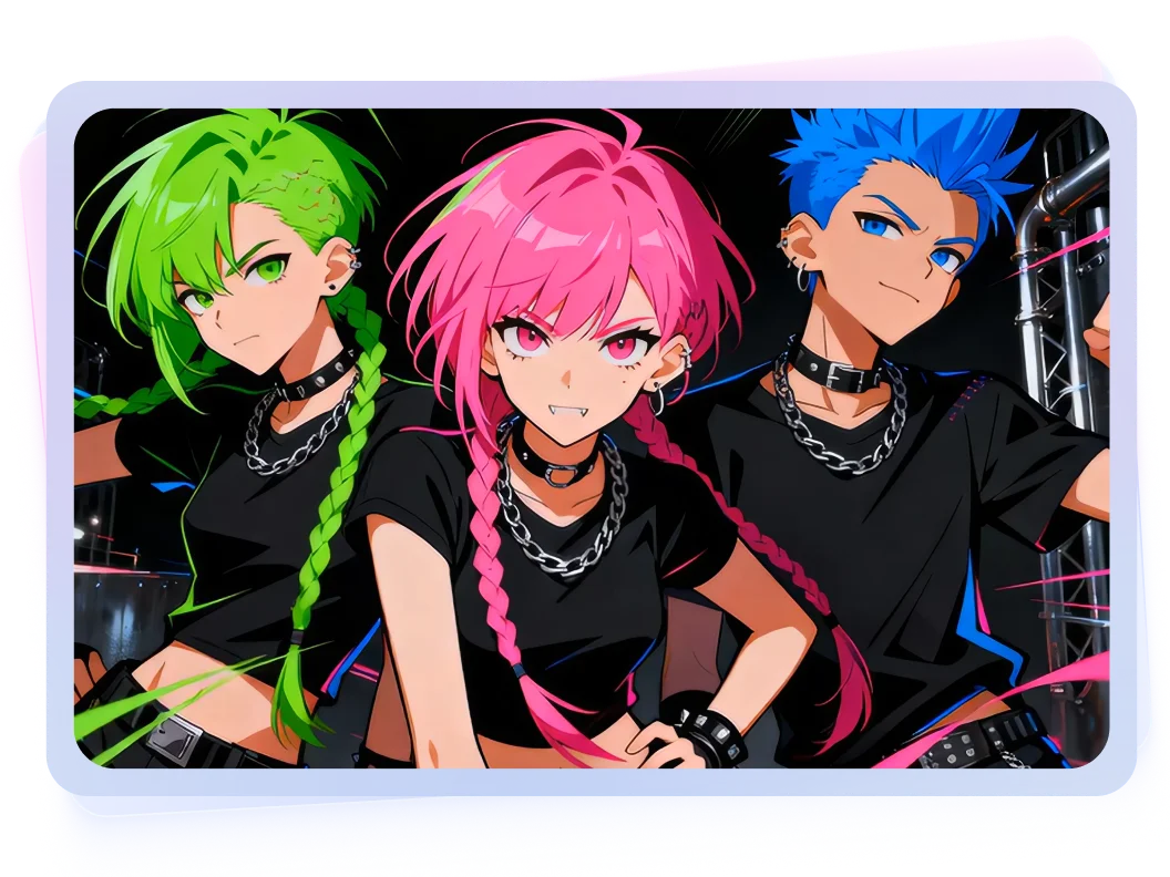 Wan 2.6 AI Video Generator - three anime girl are moving towards