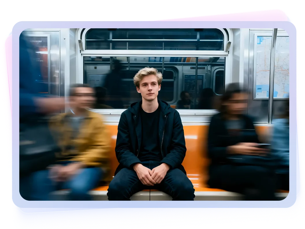 Wan 2.6 AI Video Generator - a boy is sitting on a train
