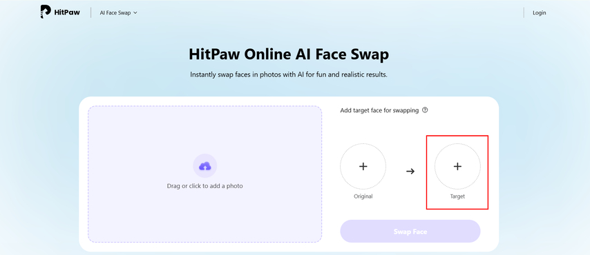 upload the face you want to swap with