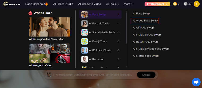 access video face swap feature in supawork