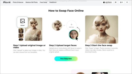 pica ai free video face swap online