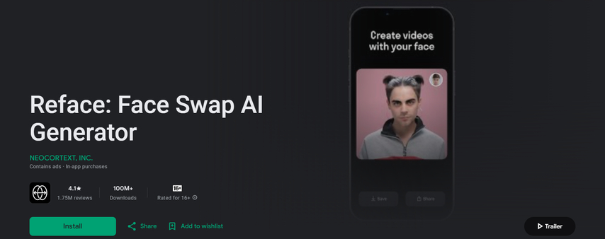 reface app for face swap videos