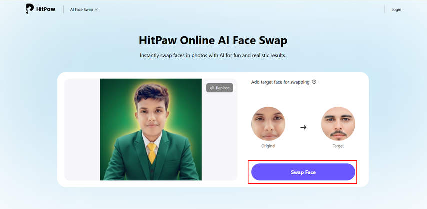 click swap face and let ai make changes