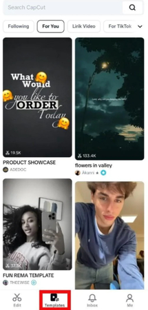 start by opening template in capcut