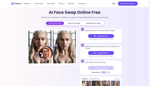 vidnoz ai free video face swap online