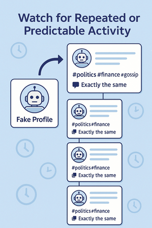 Checking repeated behavior on fake social media profile