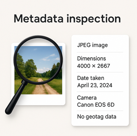 Detecting a fake picture with Metadata inspection