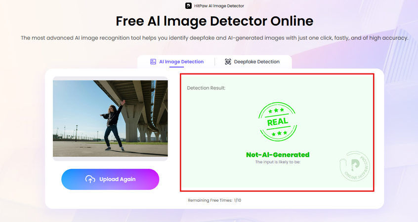 NSFW results in HitPaw AI Image Detector