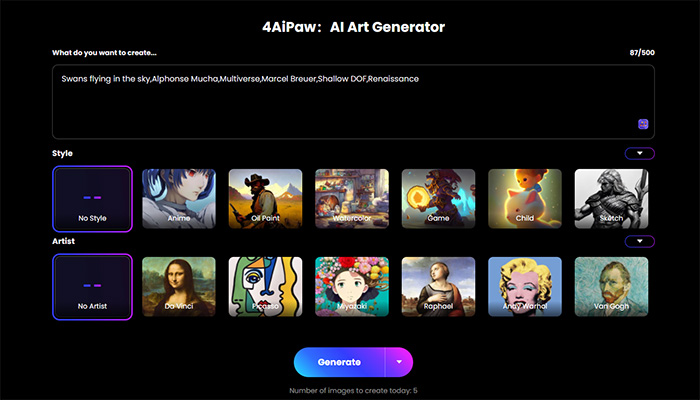 Passo 3 para o HitPaw Lucky Dice AI Prompt Image Generator