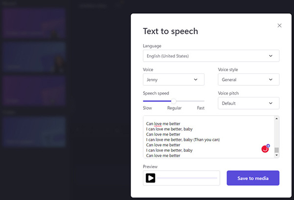 Clipchamp AI Voice Generator Online