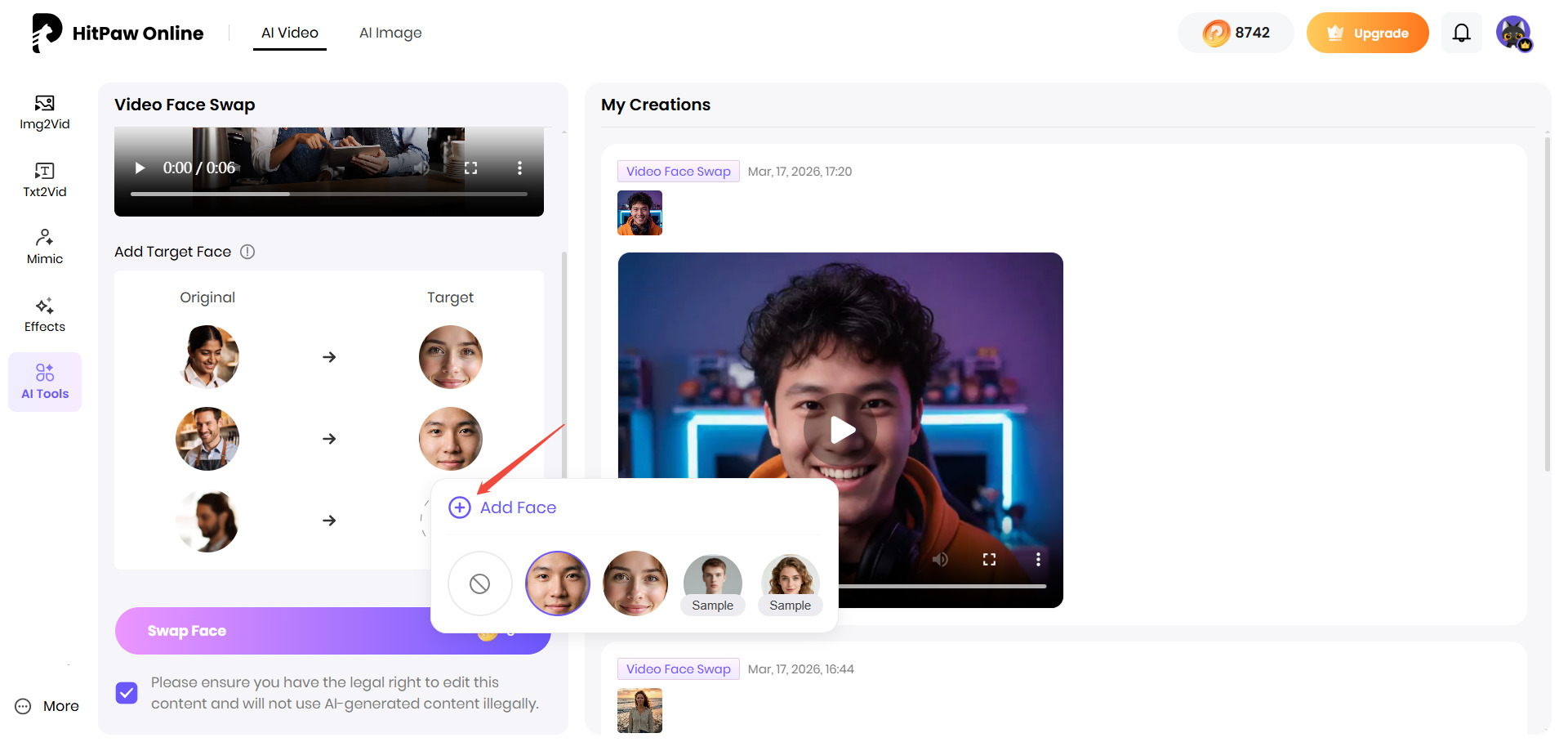 upload target image