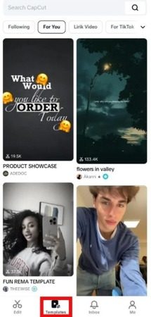 start by opening template in capcut