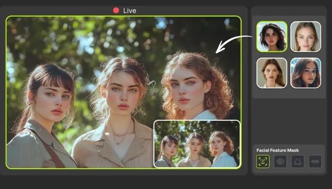 vidmage camera real time AI swap