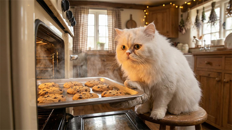 Persian cat cooking AI video generator