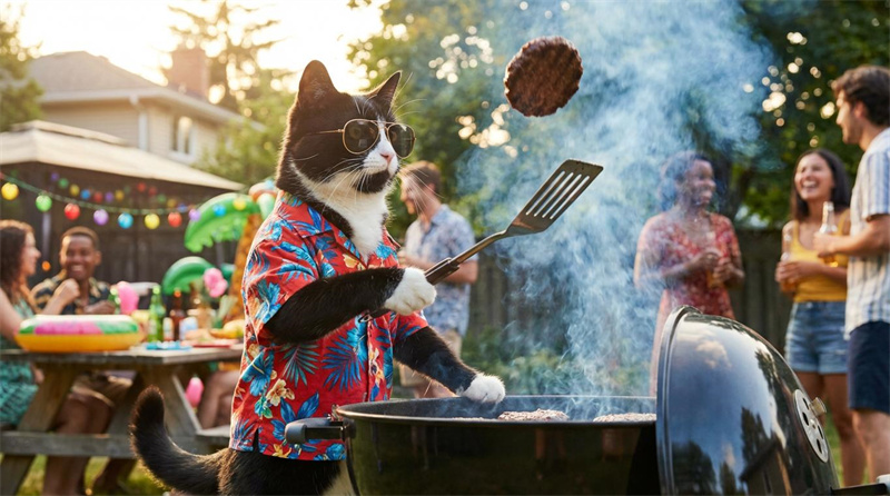 AI BBQ cat video generator