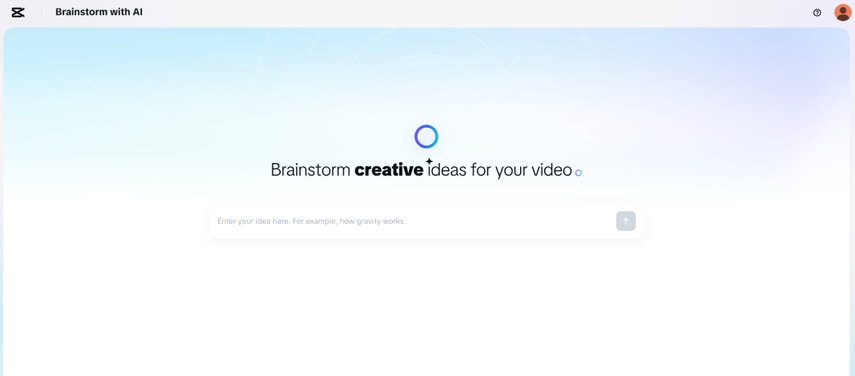Brainstorming ideas in the CapCut AI video generator online