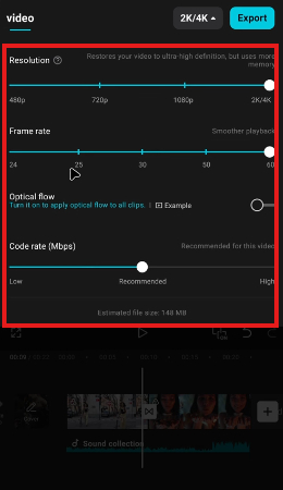 CapCut settings to export AI videos for TikTok on Android