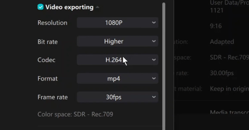 CapCut settings to export AI videos for TikTok on PC