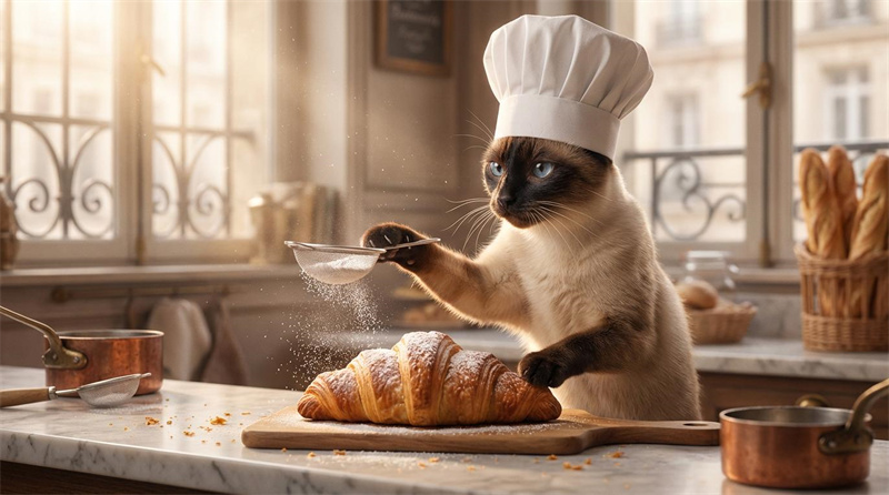 Bakery cooking cat video generator