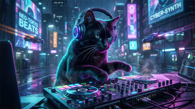 AI DJ cat video generator