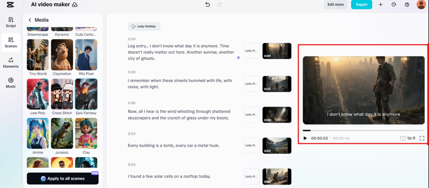 Generating images for the AI script