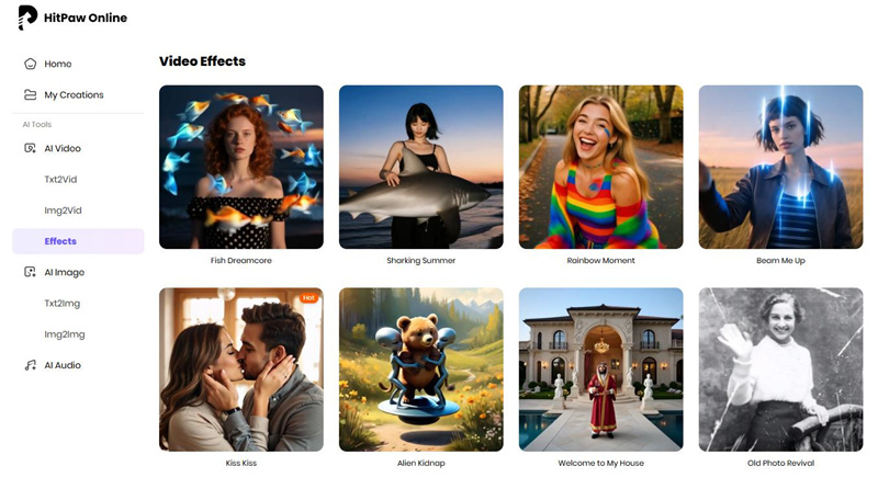 Open HitPaw Online AI French Kiss Video Generator