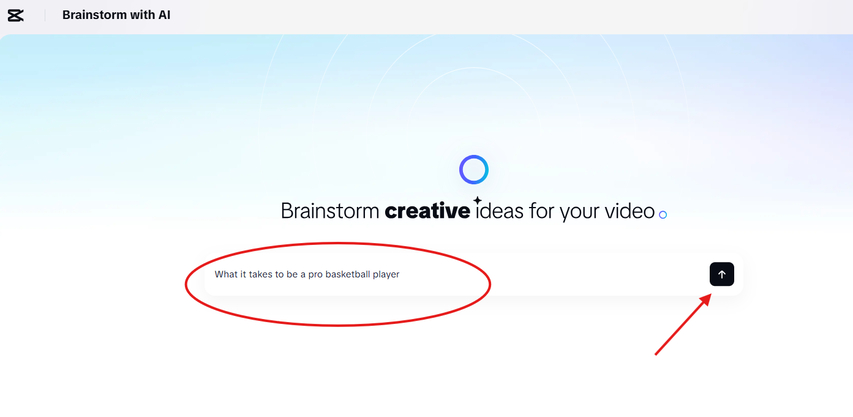 Providing a hint for the idea in the CapCut free AI video generator