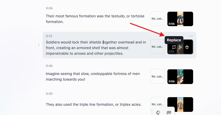 Replacing the generated images