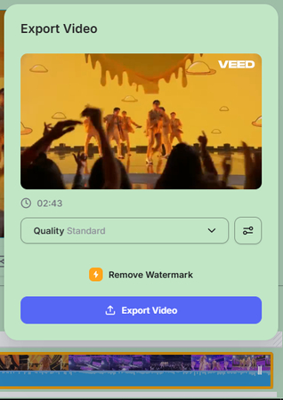 choosing the quality in which the video has to be downloaded and hitting export video