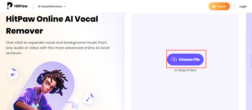 upload or drag and drop audio file