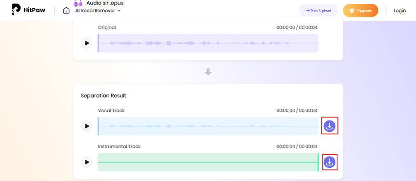 save instrumental or vocal version