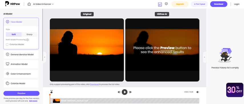 HitPaw AI Video Enhancer Interface