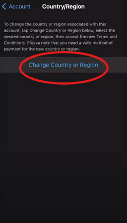 Changing country or region on iPhone
