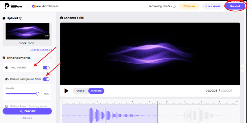 Improving audio quality using HitPaw Online Audio Enhancer
