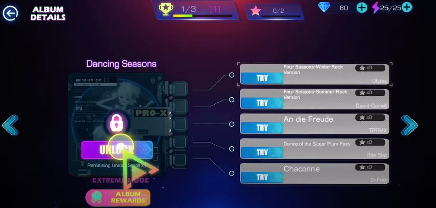 Unlocking dancing seasons in Rhythm Master